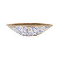 13" Tuscan Ceramic Blue Scroll Decorative Bowl