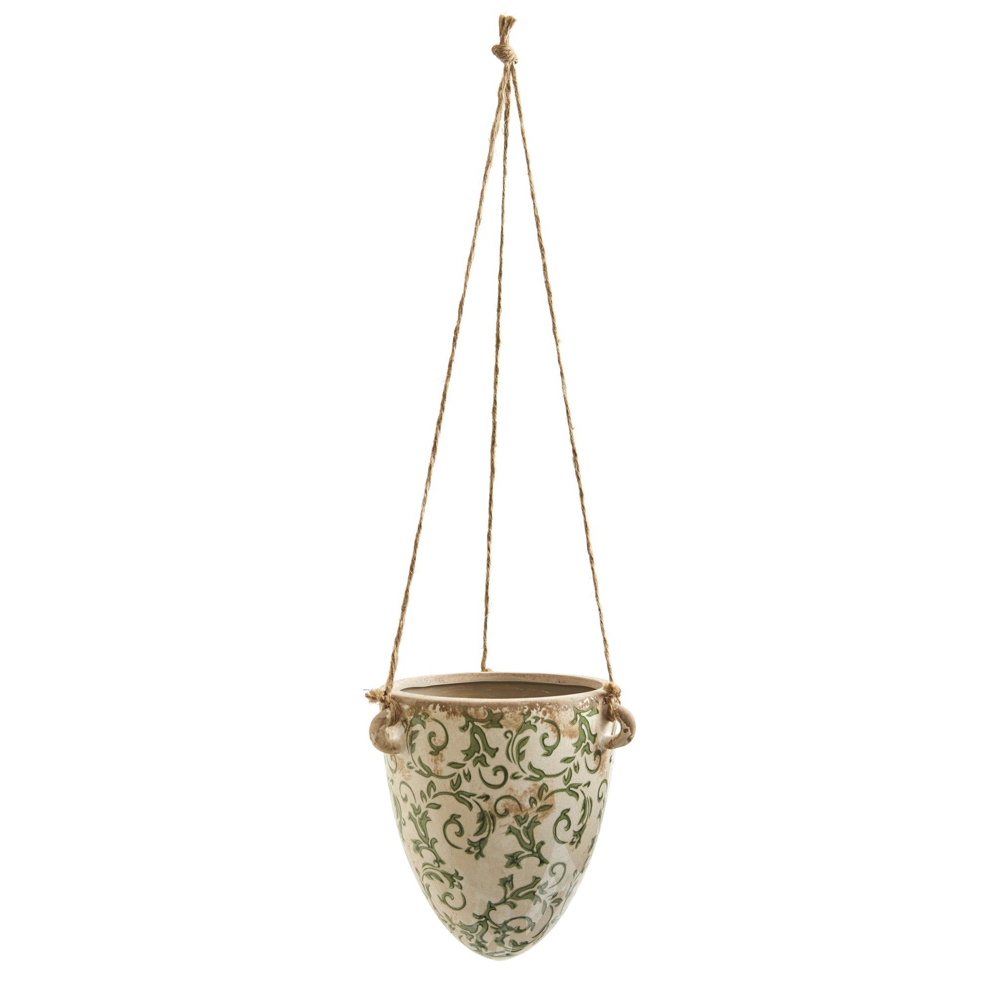 2' Tuscan Hanging Ceramic Scroll Planter