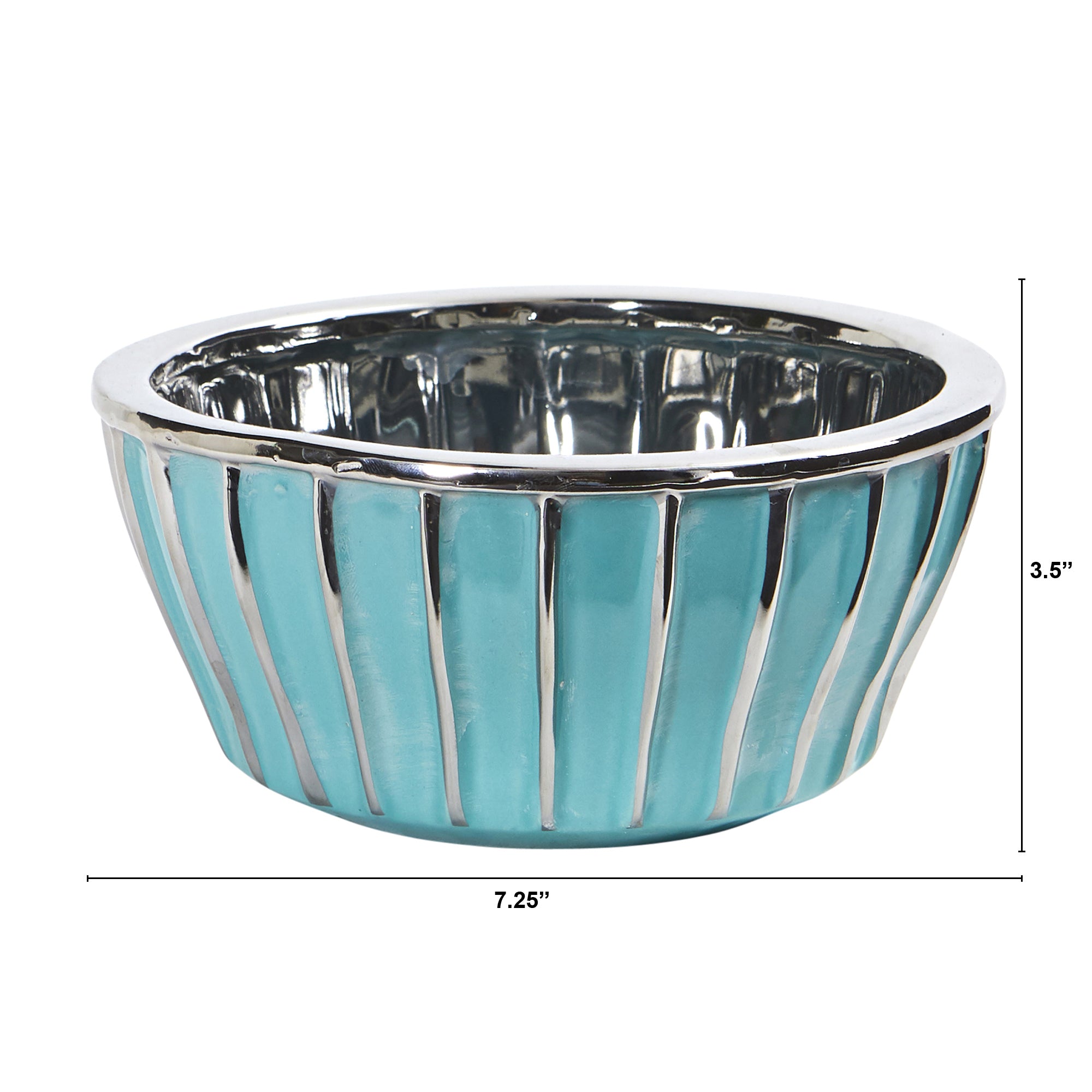 7.25" Teal Vase with Silver Burnishing