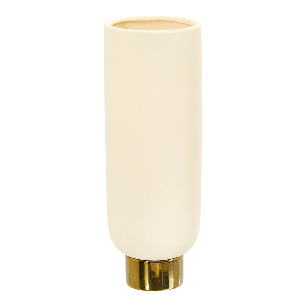 12.75" Elegance Ceramic Cylinder Vase with Gold Accents