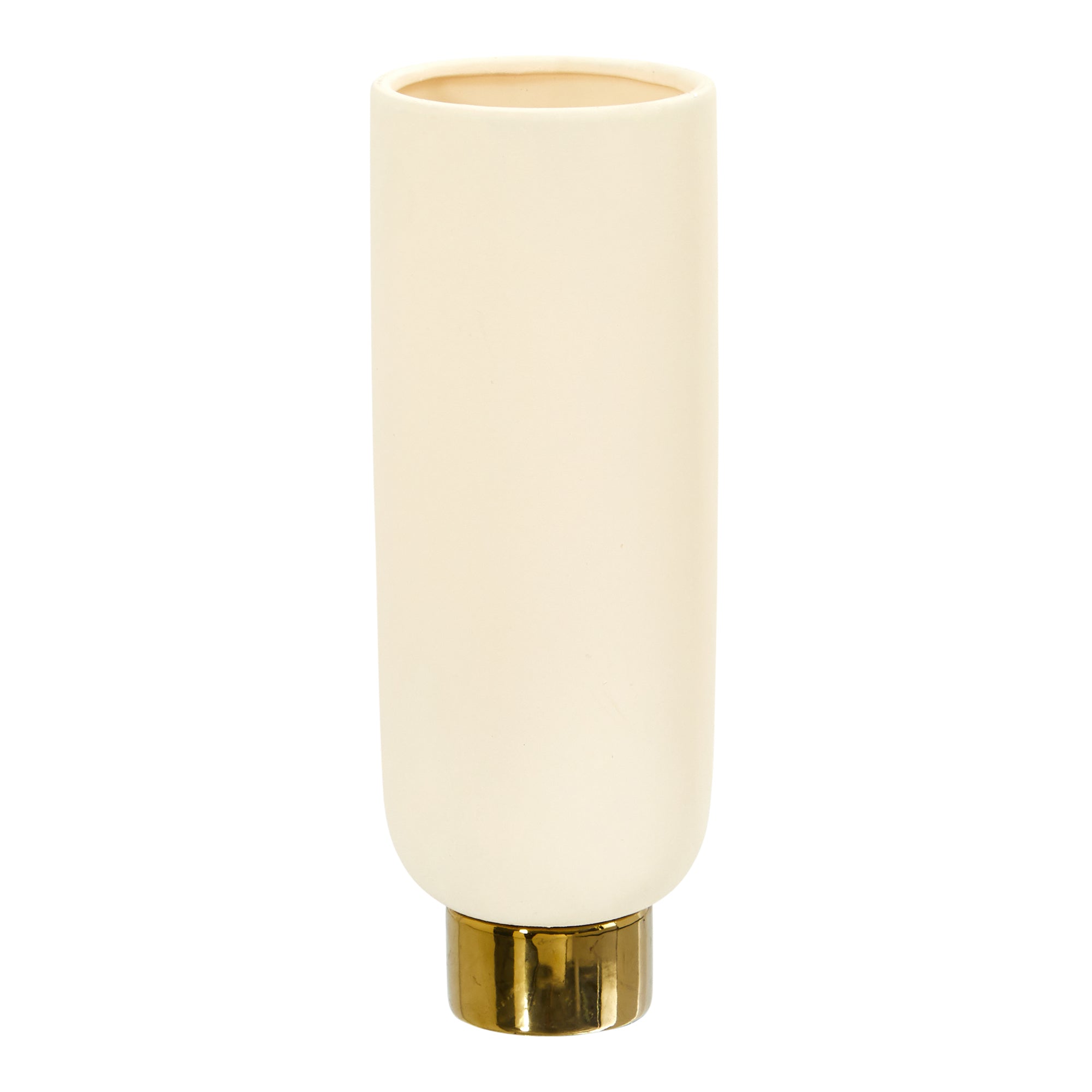 12.75" Elegance Ceramic Cylinder Vase with Gold Accents