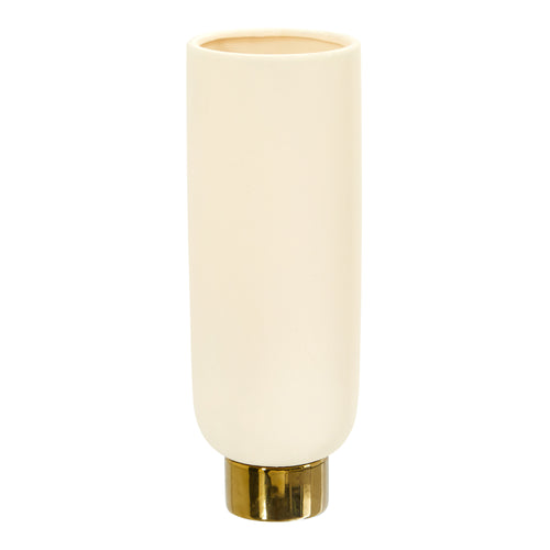 12.75" Elegance Ceramic Cylinder Vase with Gold Accents
