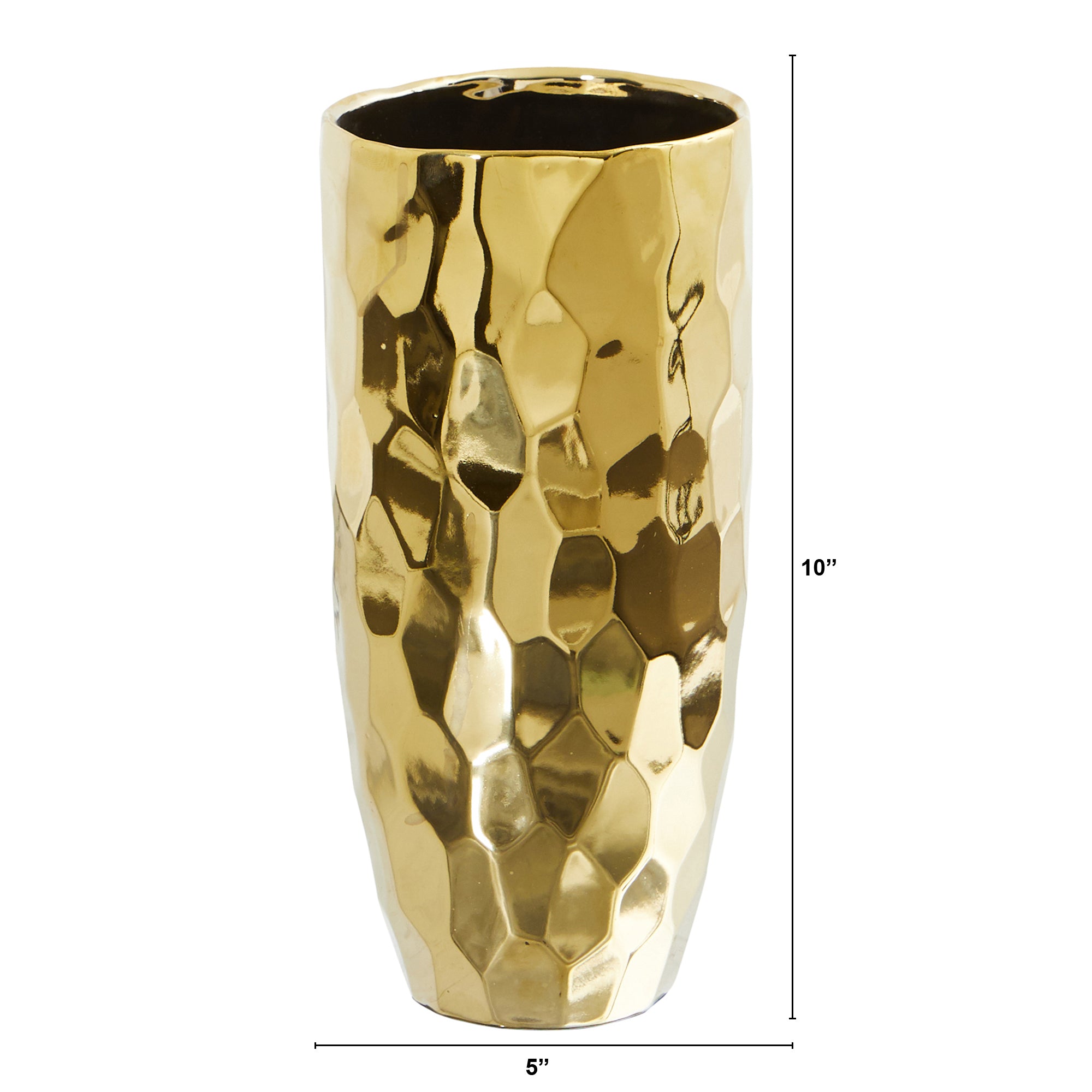 10" Designer Gold Cylinder Vase