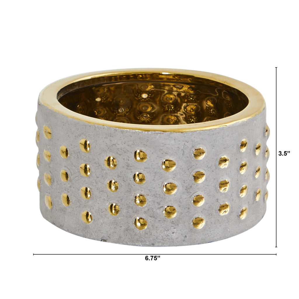 6.75" Regal Stone Hobnail Planter with Gold Accents
