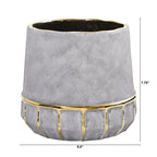 8.5" Regal Stone Decorative Planter with Gold Accents
