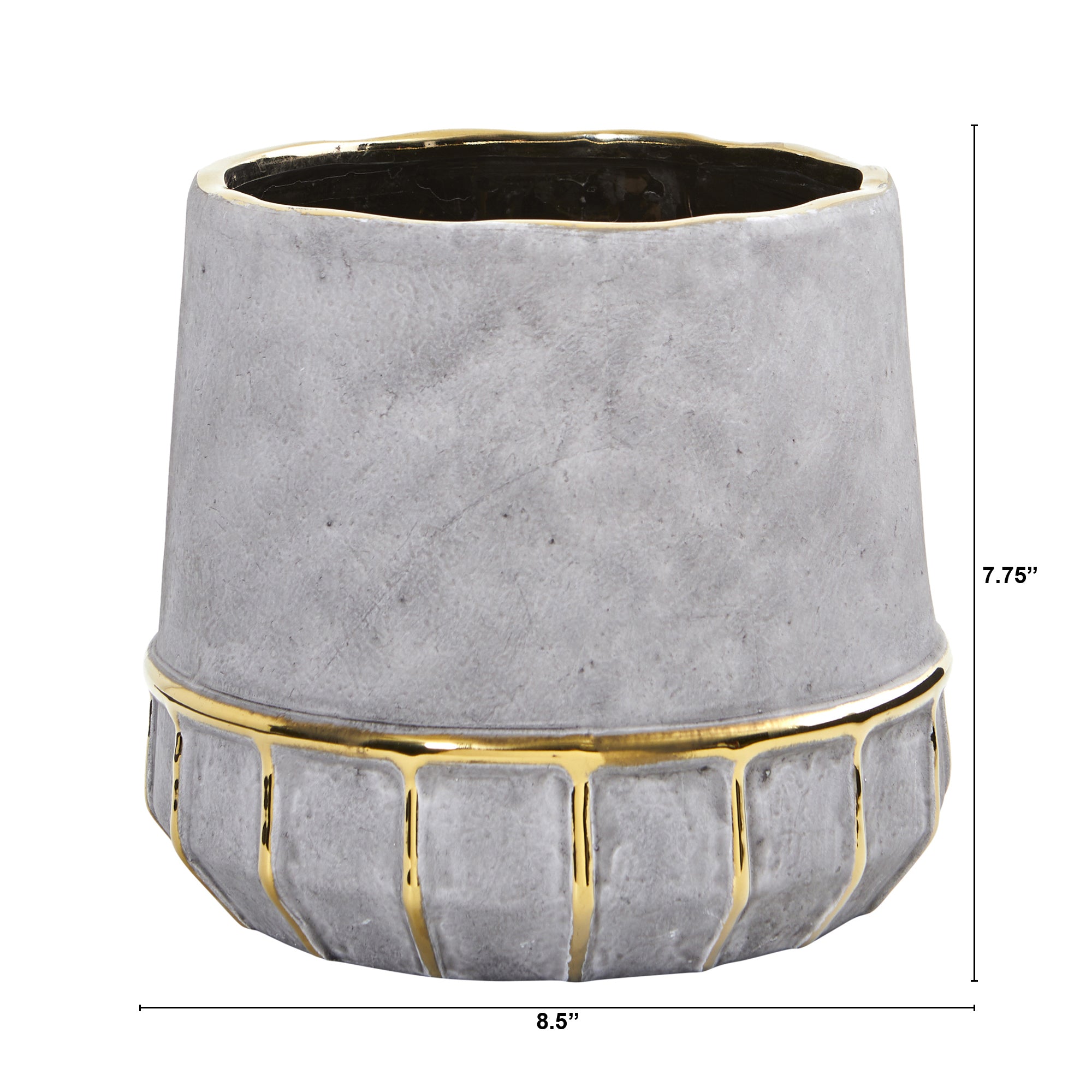 8.5" Regal Stone Decorative Planter with Gold Accents