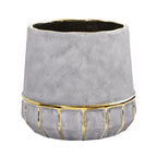 8.5" Regal Stone Decorative Planter with Gold Accents