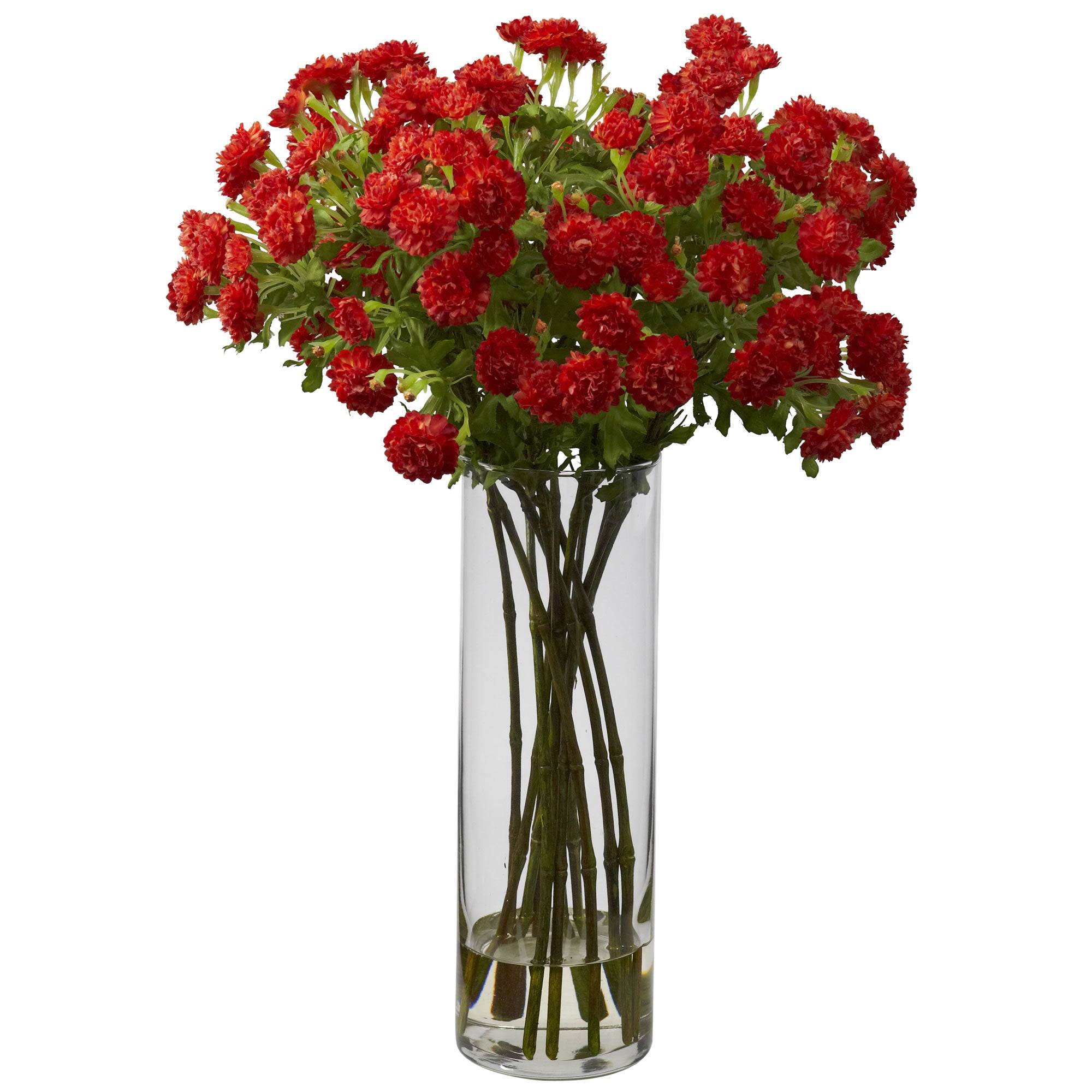 Japanese Flowers w/Glass Vase Burnt Orange