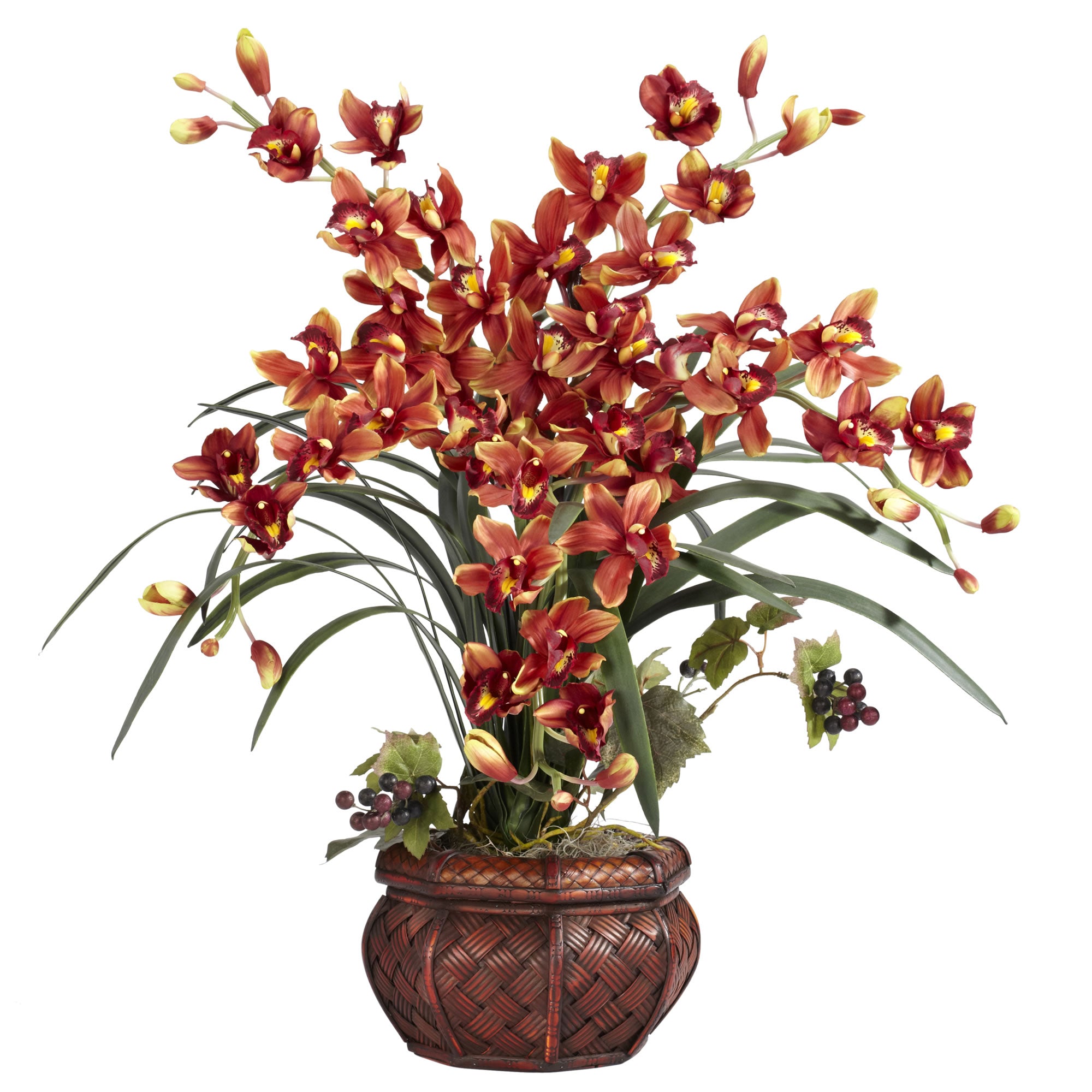 30" Cymbidium w/Decorative Vase Burgundy