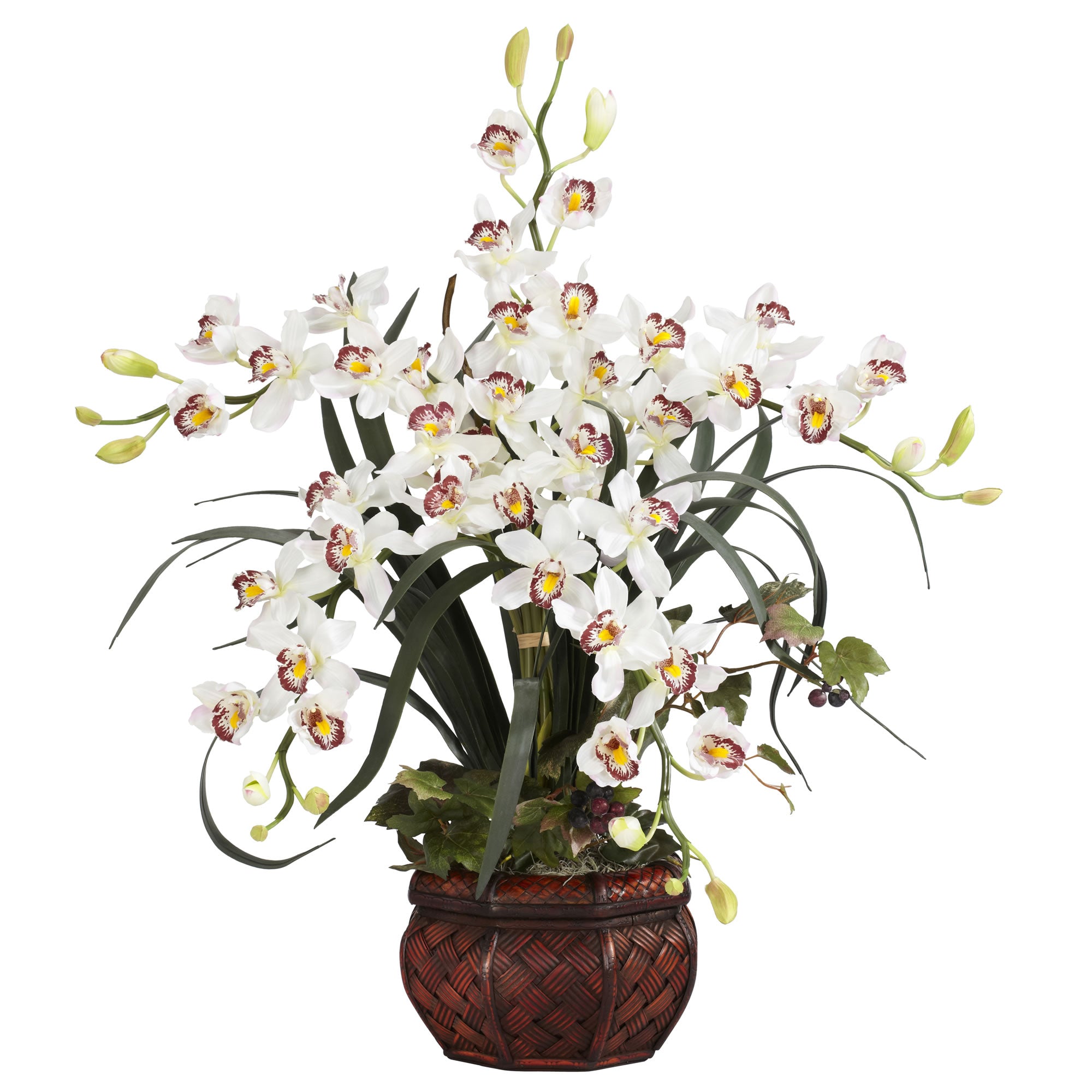 30" Cymbidium w/Decorative Vase White