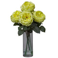Fancy Rose w/Cylinder Vase Silk Flower Arrangement Yellow