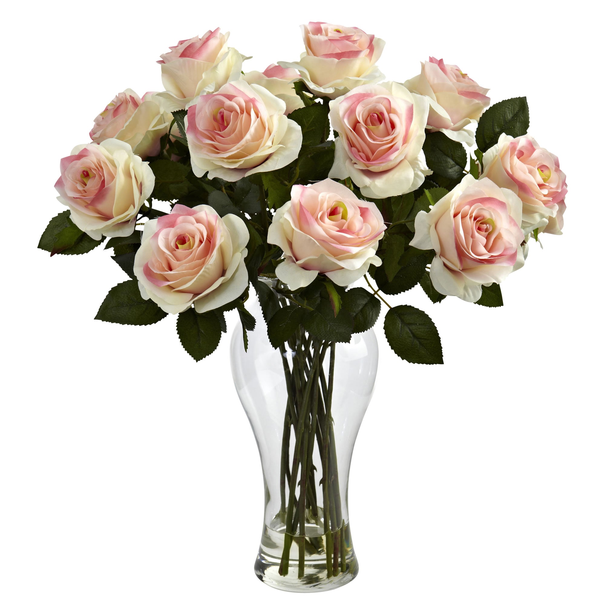 Blooming Roses w/Vase Light Pink