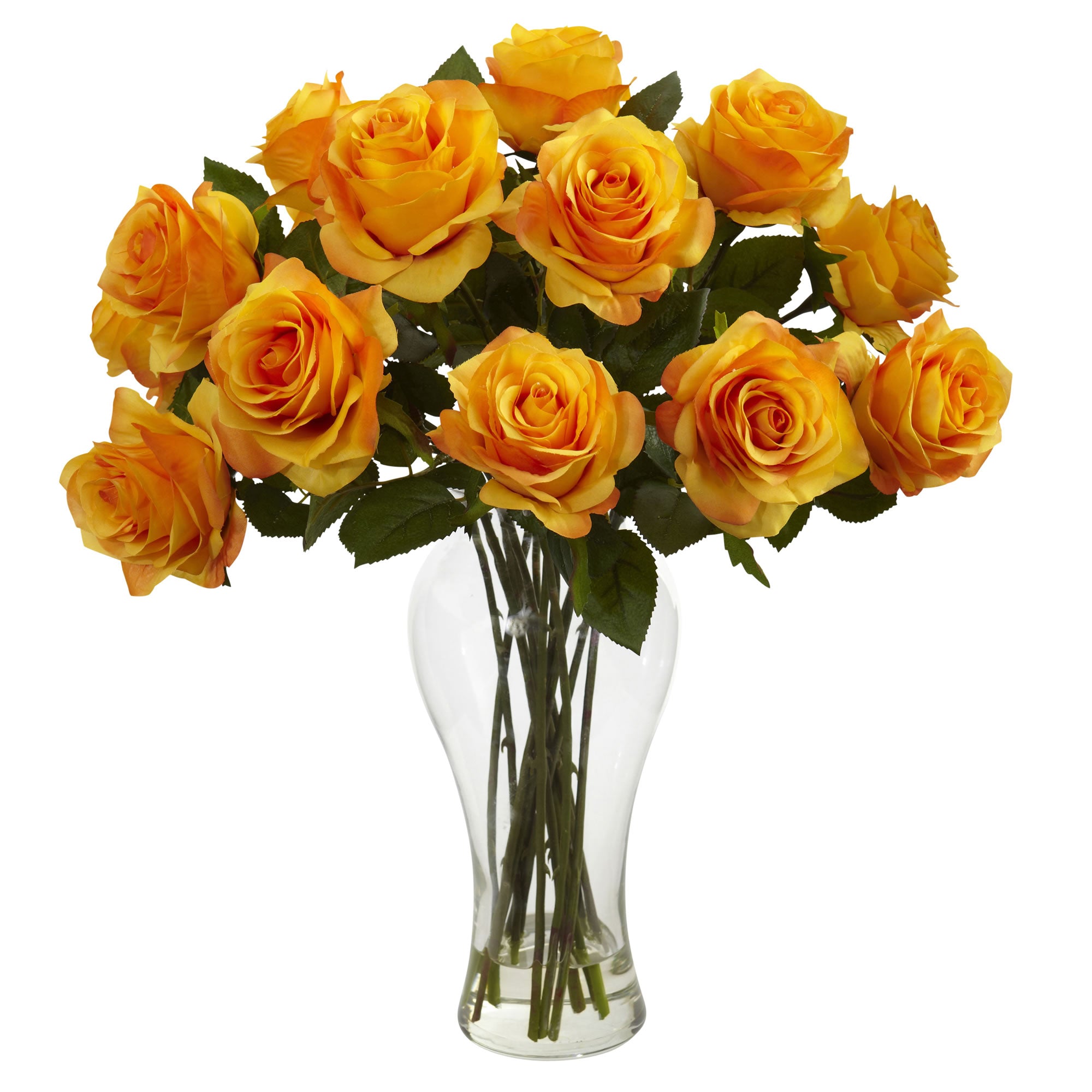Blooming Roses w/Vase Orange Yellow