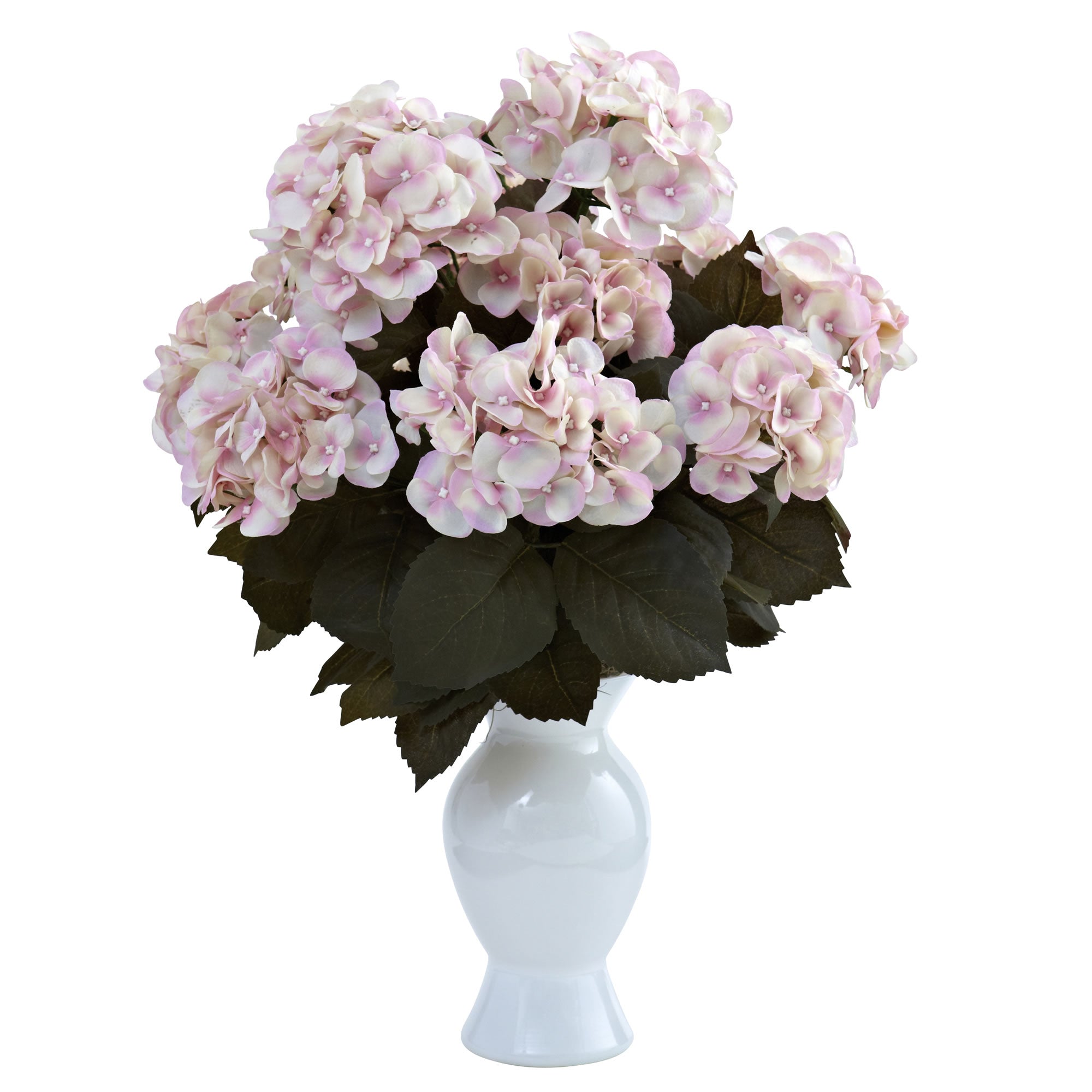 Hydrangea w/White Vase Cream Pink