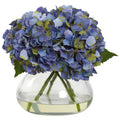 Large Blooming Hydrangea w/Vase Blue
