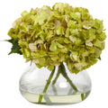 Large Blooming Hydrangea w/Vase Green