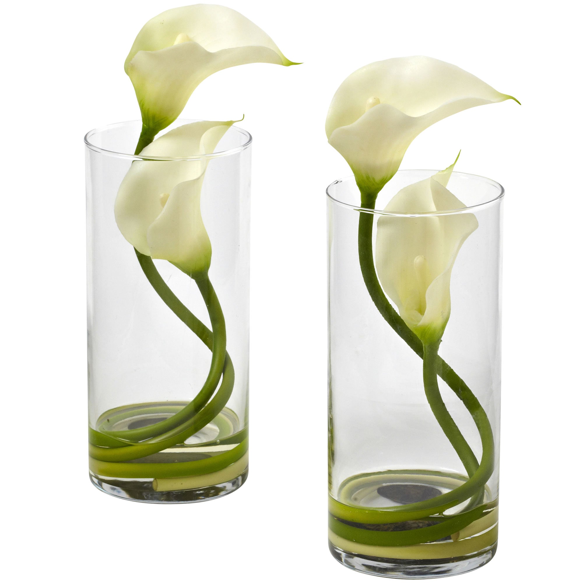 Double Calla Lily w/Cylinder (Set of 2) Cream
