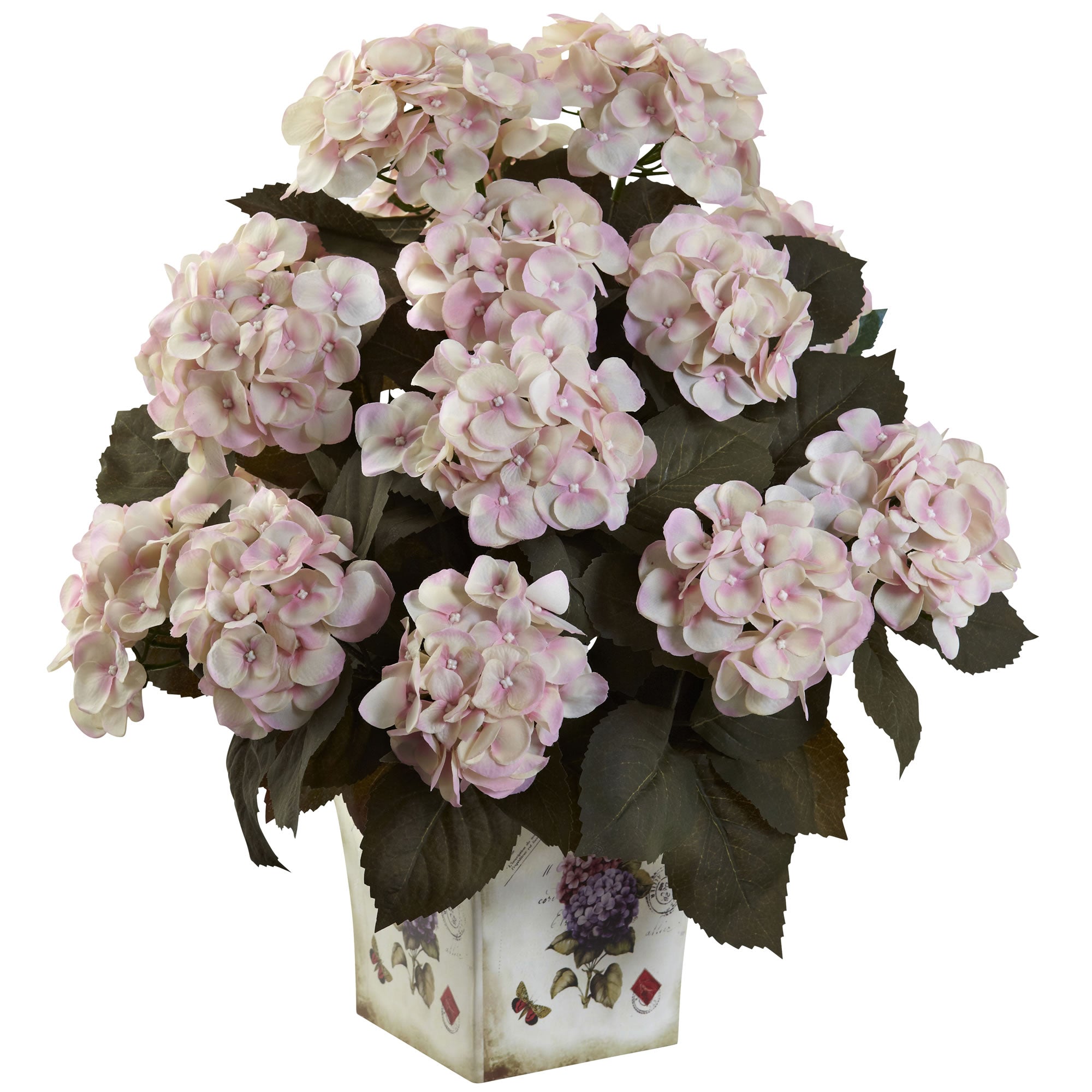 Hydrangea w/Large Floral Planter Cream Pink