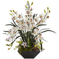 36" Cymbidium Orchid with Black Vase