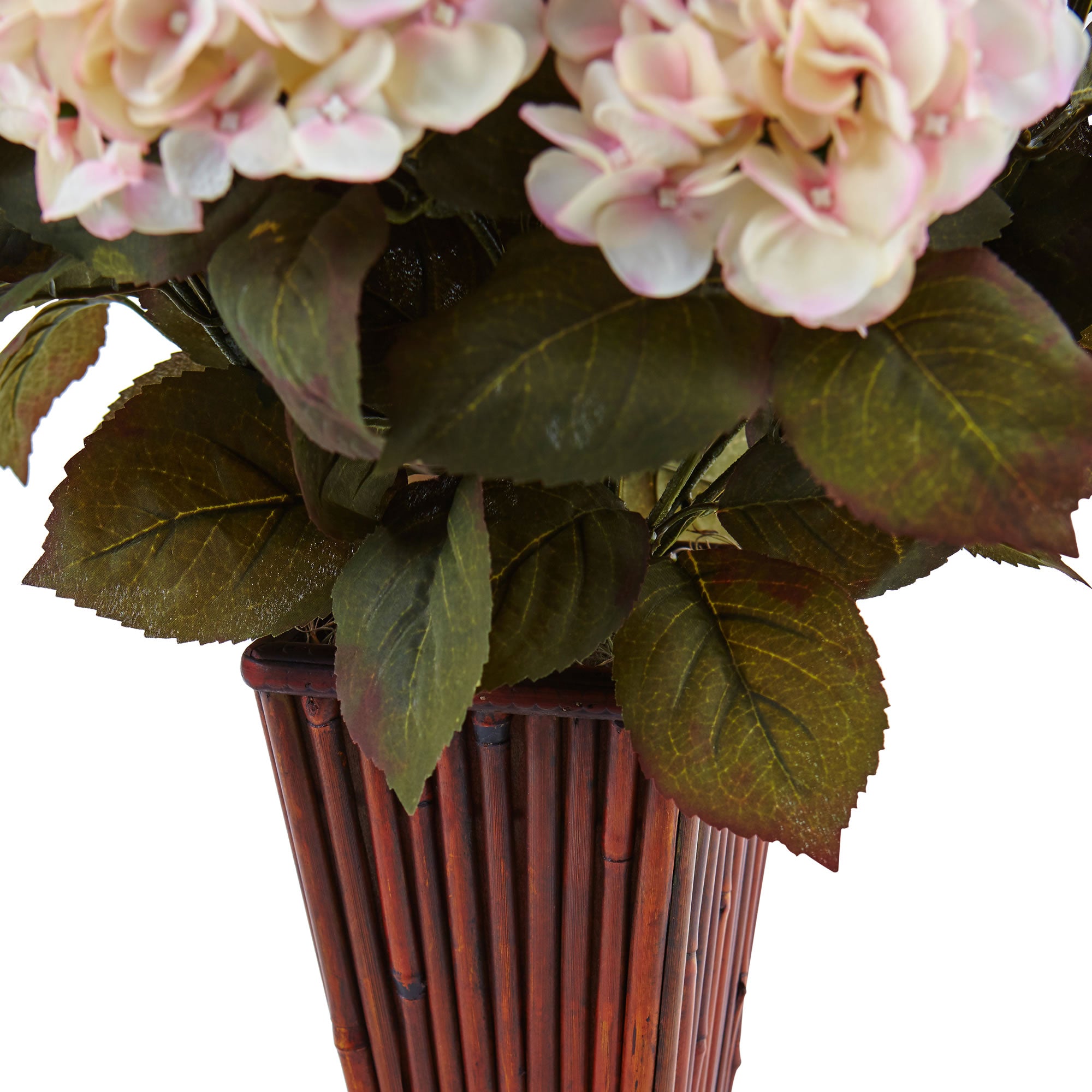 24.5" Hydrangea in Bamboo Planter Cream Pink