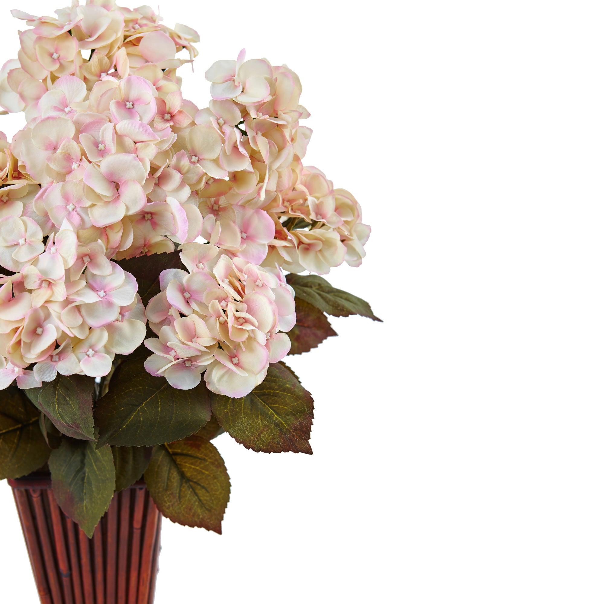 24.5" Hydrangea in Bamboo Planter Cream Pink