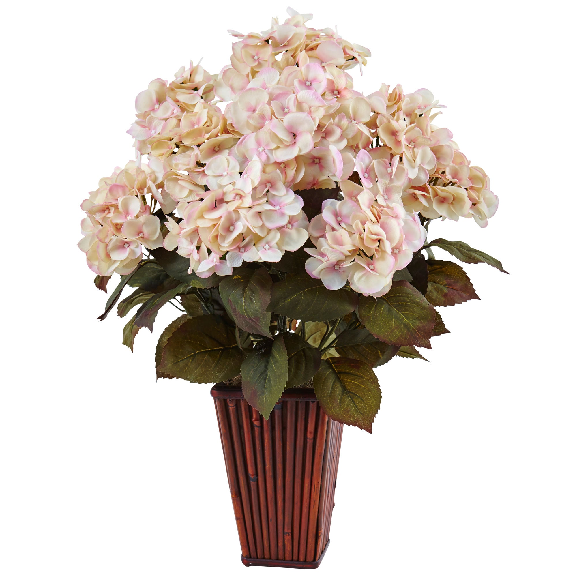 24.5" Hydrangea in Bamboo Planter Cream Pink