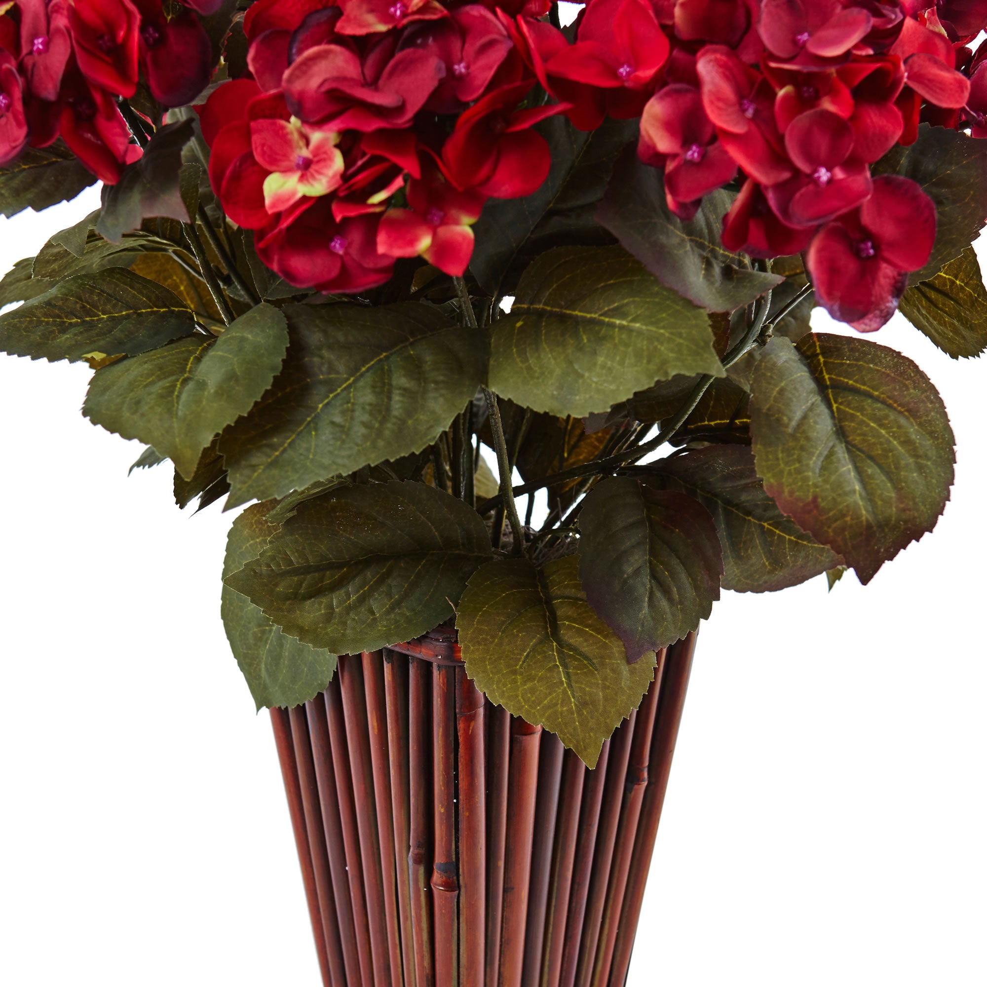 24.5" Hydrangea in Bamboo Planter Rust