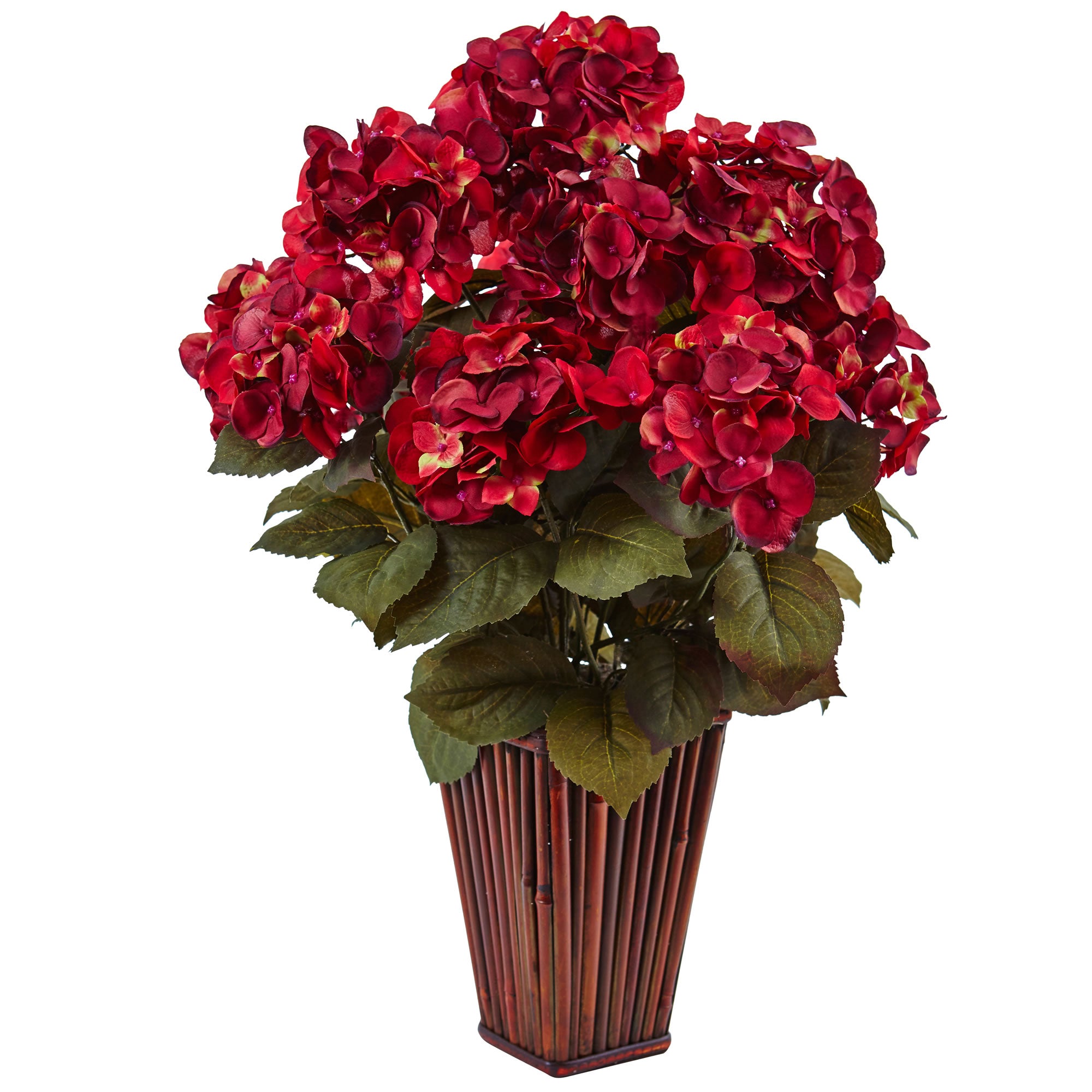 24.5" Hydrangea in Bamboo Planter Rust