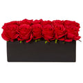 6" Roses in Black Rectangular Planter Red