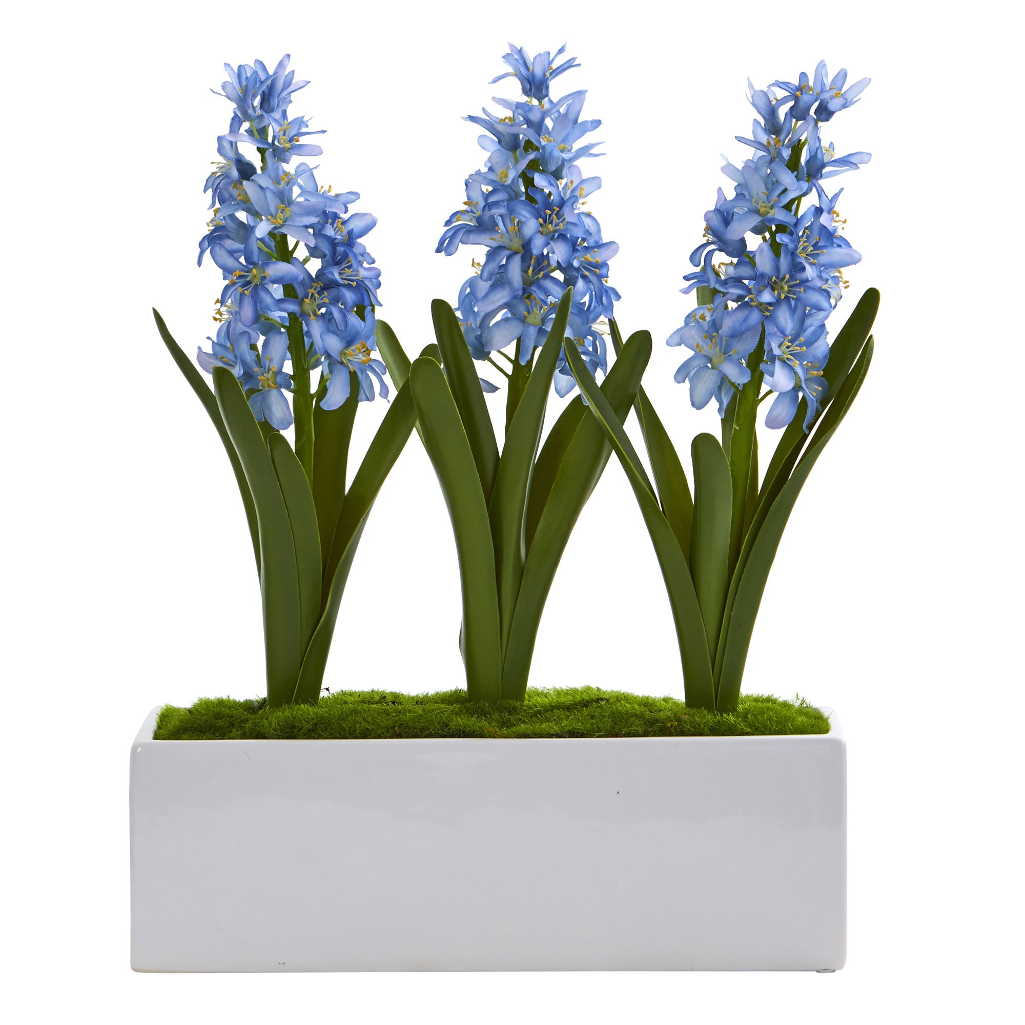 14" Hyacinth Artificial Arrangement in White Vase