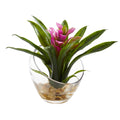 Bromeliad in Slanted Angled Vase Artificial Arrangement