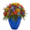 24" Giant Mixed Floral Artificial Arrangement in Blue Vase