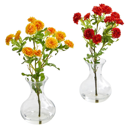 10" Japanese Artificial Arrangement in Vase (Set of 2)