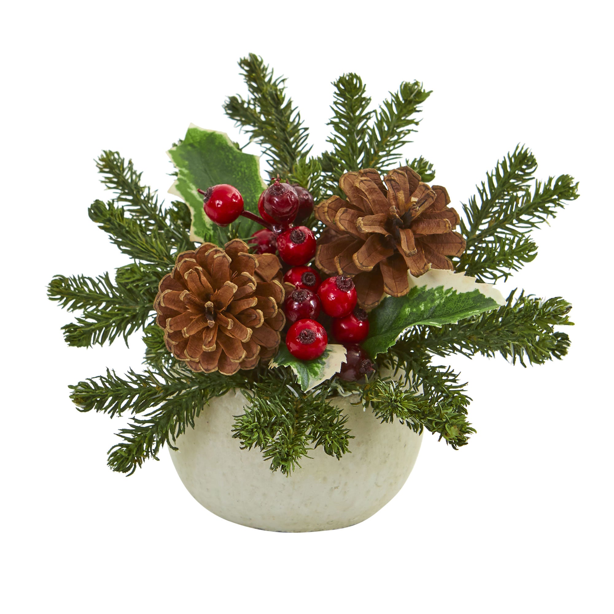 7.5" Christmas Artificial Arrangement in Vase (Set of 2)