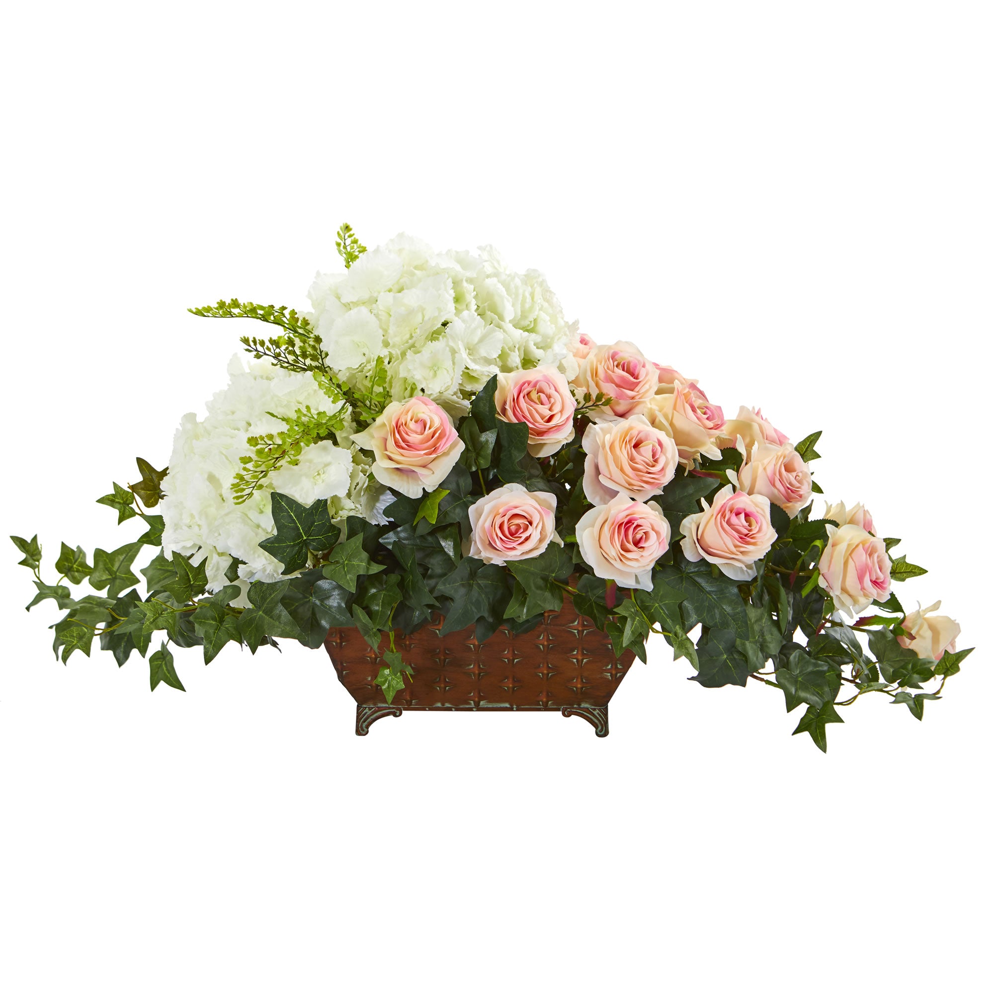 29" Hydrangea & Rose Artificial Arrangement in Planter