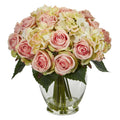 12" Rose and Hydrangea Bouquet Artificial Arrangement