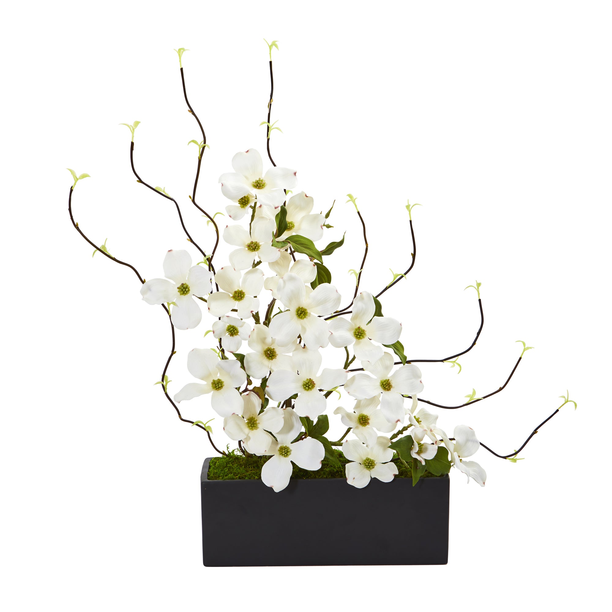 23" Dogwood and Willow Artificial Arrangement in Black Vase