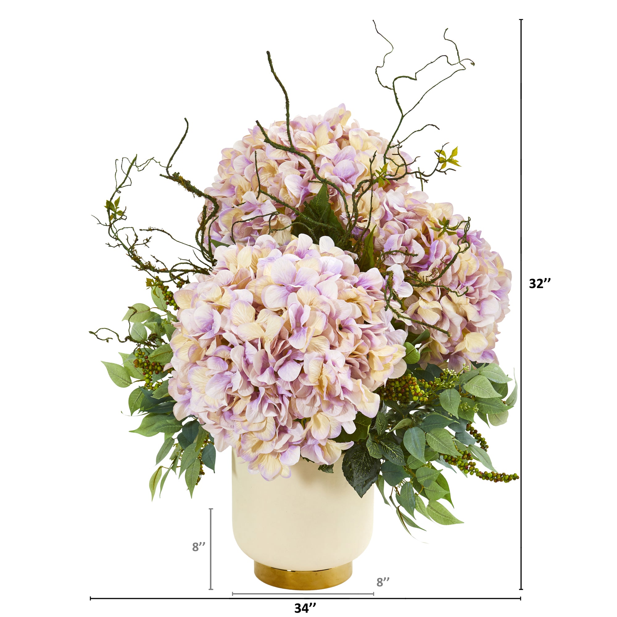 32" Giant Hydrangea and Mixed Greens Arrangement in Bowl