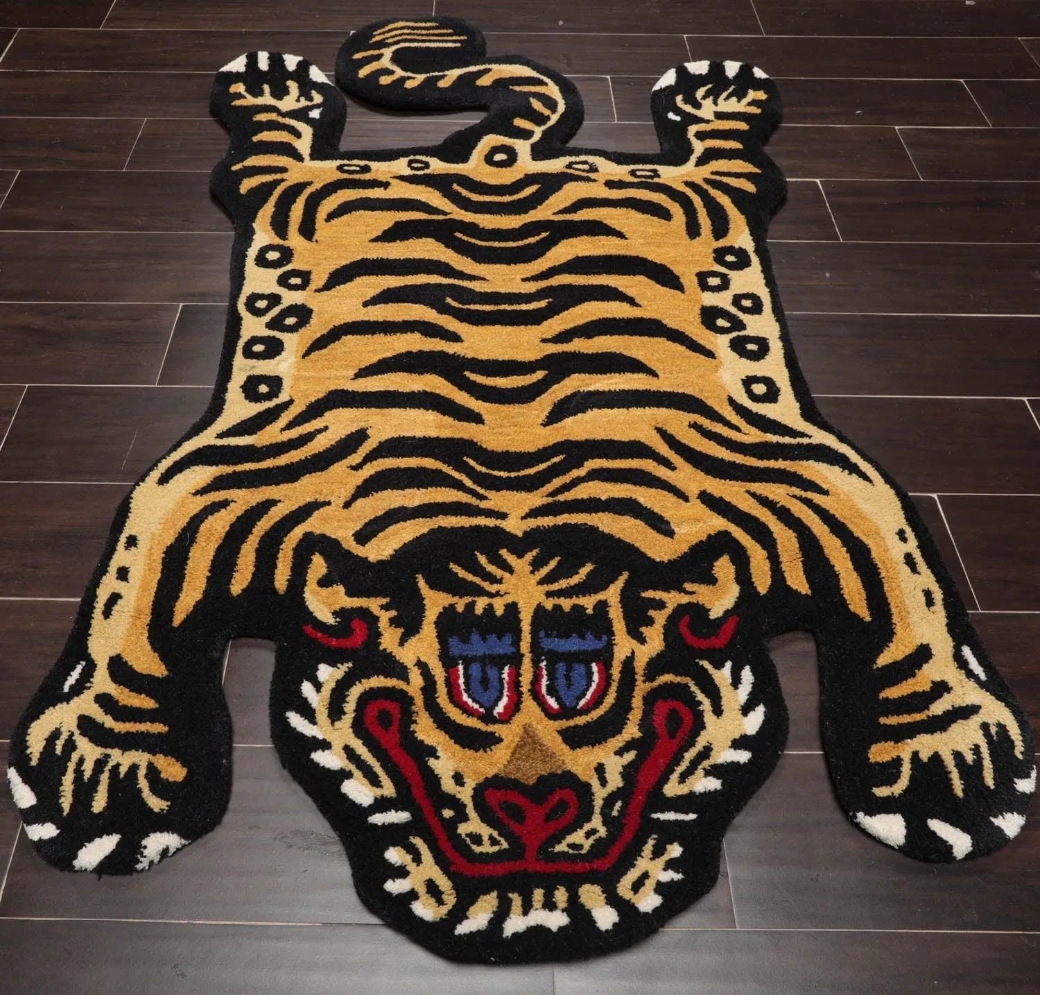 Tiger Handmade 100% Wool Novelty/Animal Oriental Area Rug Gold 3' x 5'
