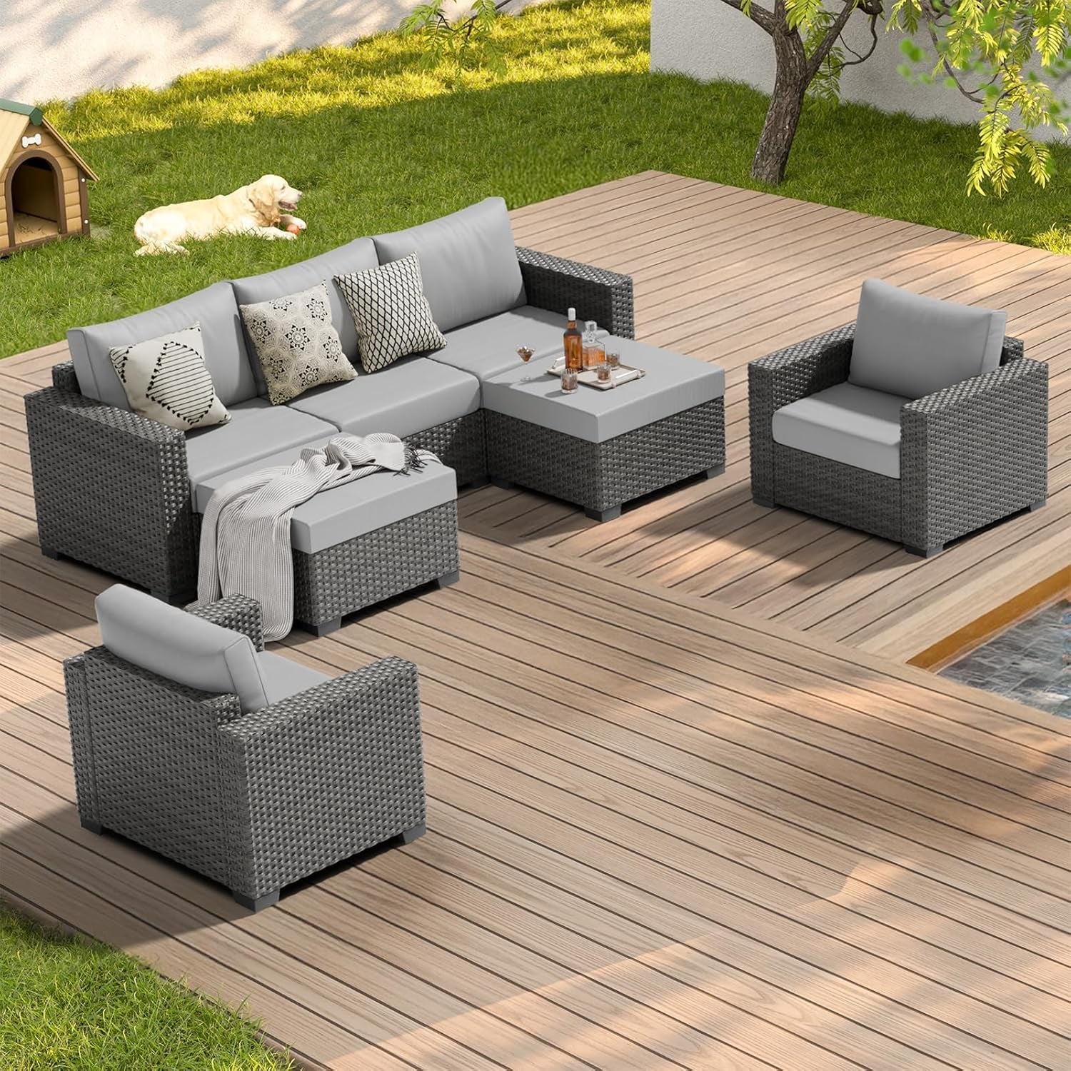 Comfortable Wicker Rattan Outdoor Patio Furniture Set