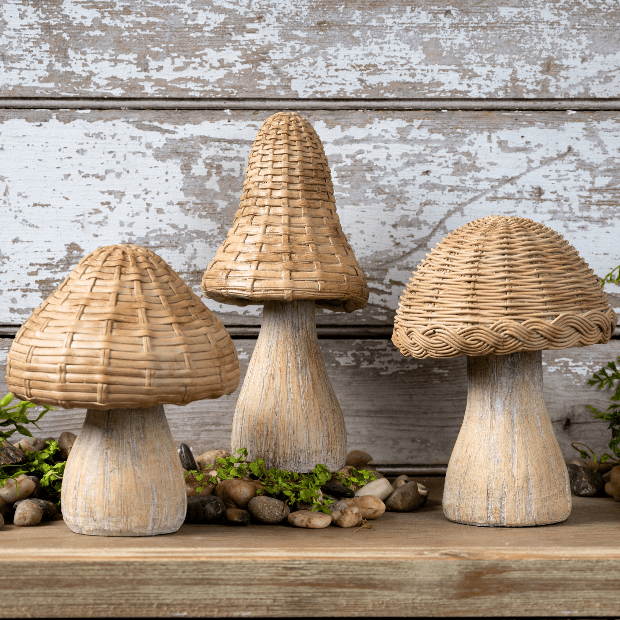 Wicker Mushroom Garden Decor