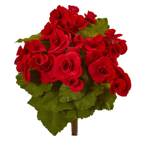 11" Begonia Bush Artificial Flower (Set of 4)