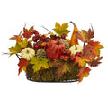 9" Pumpkin, Gourd, Berry and Maple Leaf Arrangement