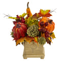11" Pumpkin, Gourd, Berry and Maple Leaf Arrangement