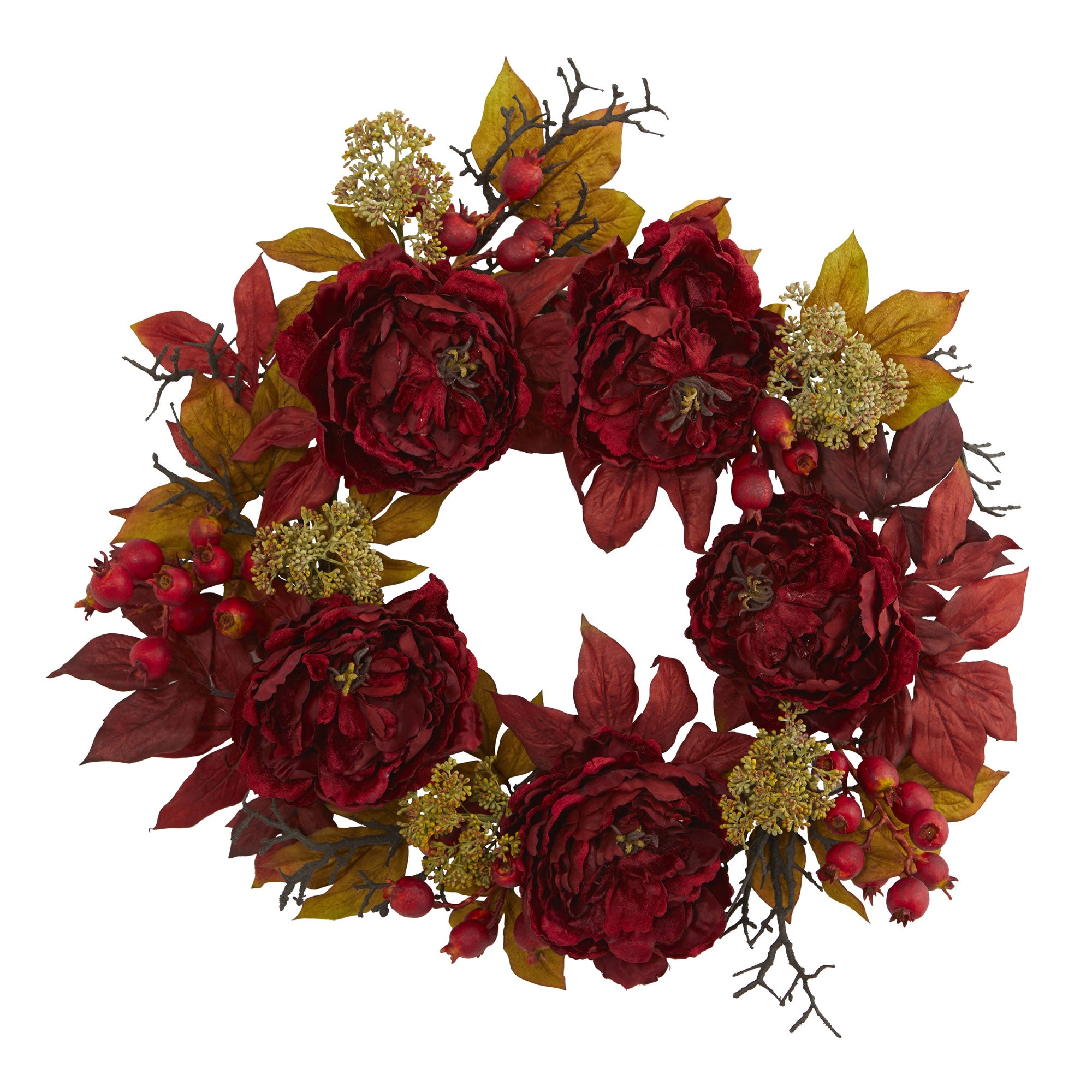 24" Peony Sedum Wreath