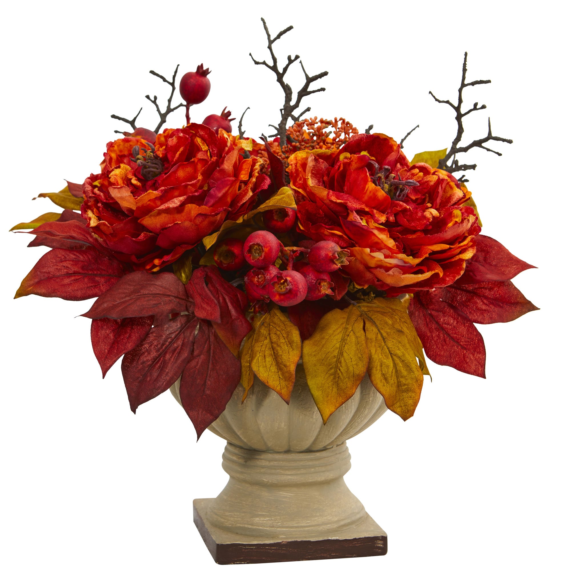 15" Peony and Sedum Arrangement