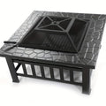 Square Metal Wood Fire Pit Table