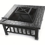 Square Metal Wood Fire Pit Table