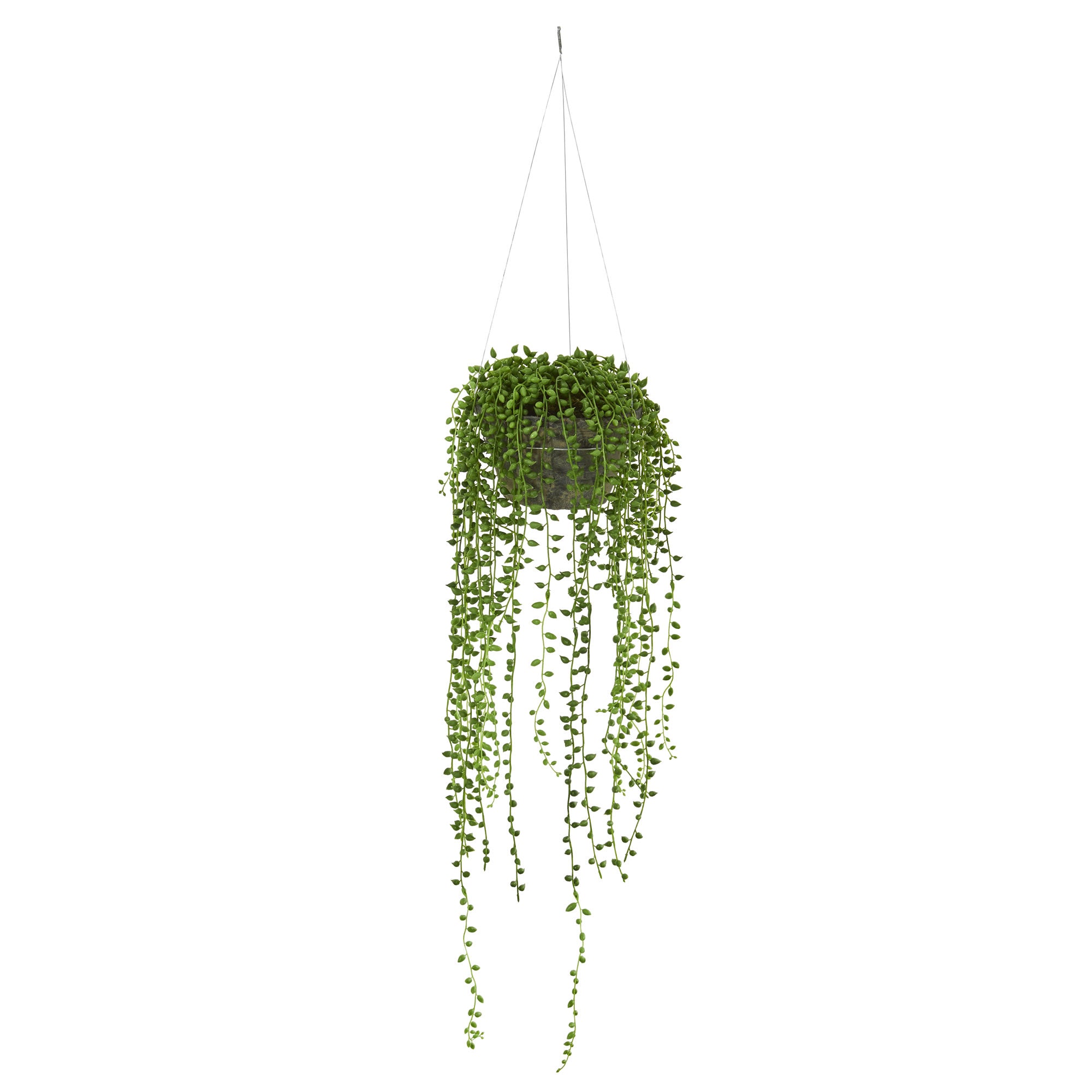 21" String of Pearl Artificial Plant Hanging Basket