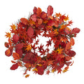 22"Japanese MapleMagnolia Leaf Berries Artificial Wreath